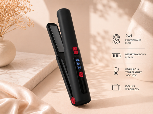 Bezprzewodowa mini prostownica i lokówka 2w1 | Gloss Hair